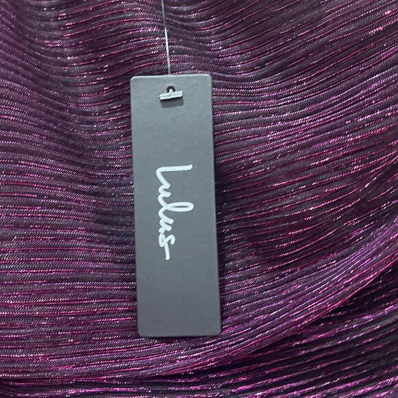 Lulus Outstanding Shine Magenta Metallic One-Shoulder Mini Dress Size Small - Picture 3 of 6